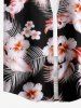 Tropical Leaf Hibiscus Flower Print Hawaii Women Shirt -  