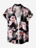 Tropical Leaf Hibiscus Flower Print Hawaii Women Shirt -  