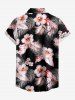 Tropical Leaf Hibiscus Flower Print Hawaii Women Shirt -  