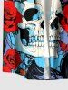 Plus Size Skull Rose Flower Butterfly Print Button Pocket Shirt For Men -  