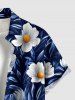 Flower Leaf Print Hawaii Button Pocket Shirt For Men -  