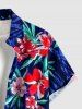 Tropical Leaf Flower Print Hawaii Button Pocket Shirt For Men -  