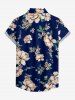 Women's Branch Leaf Flower Print Hawaii Shirt - Cadetblue S