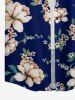 Women's Branch Leaf Flower Print Hawaii Shirt - Cadetblue S