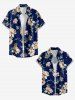Women's Branch Leaf Flower Print Hawaii Shirt - Cadetblue S