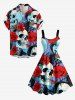 Skull Rose Flower Butterfly Print A Line Dress - Rouge 6X