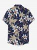 Flowers Leaf Print Buttons Pocket Hawaii Shirt For Men -  