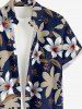 Flowers Leaf Print Buttons Pocket Hawaii Shirt For Men -  