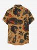 Plus Size Skull Tiger Fire Flame Car Print Button Pocket Shirt For Men - Brun Légère 4XL
