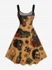 Plus Size Skull Tiger Fire Flame Car Print A Line Dress -  