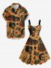 Plus Size Skull Tiger Fire Flame Car Print A Line Dress -  