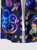 Galaxy Duck Astronaut Stars Planet Print Buttons Pocket Hawaii Shirt For Men -  