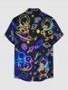 Galaxy Duck Astronaut Stars Planet Print Buttons Pocket Hawaii Shirt For Men -  
