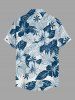 Hibiscus Flower Leaf Print Buttons Pocket Hawaii Shirt For Men -  