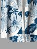 Hibiscus Flower Leaf Print Buttons Pocket Hawaii Shirt For Men -  