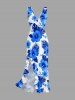 Hibiscus Flower Tropical Leaf Print Hawaii Ruffles Split Surplice Dress -  