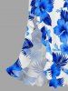Hibiscus Flower Tropical Leaf Print Hawaii Ruffles Split Surplice Dress -  