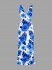 Hibiscus Flower Tropical Leaf Print Hawaii Ruffles Split Surplice Dress -  