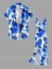 Hibiscus Flower Tropical Leaf Print Hawaii Ruffles Split Surplice Dress -  
