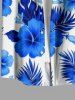 Hibiscus Flower Tropical Leaf Print Buttons Pocket Hawaii Shirt For Men -  