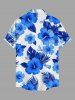 Hibiscus Flower Tropical Leaf Print Buttons Pocket Hawaii Shirt For Men -  
