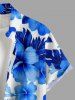 Hibiscus Flower Tropical Leaf Print Buttons Pocket Hawaii Shirt For Men -  