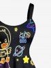 Plus Size Galaxy Duck Astronaut Stars Planet Print Hawaii Tank Dress -  