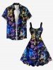 Plus Size Galaxy Duck Astronaut Stars Planet Print Hawaii Tank Dress -  