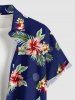Hibiscus Flower Tropical Leaf Print Buttons Pocket Hawaii Shirt For Men -  