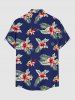 Hibiscus Flower Tropical Leaf Print Buttons Pocket Hawaii Shirt For Men -  