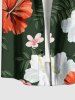 Hibiscus Flowers Leaf Print Buttons Pocket Hawaii Shirt For Men -  
