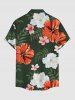 Hibiscus Flowers Leaf Print Buttons Pocket Hawaii Shirt For Men -  