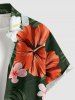 Hibiscus Flowers Leaf Print Buttons Pocket Hawaii Shirt For Men -  