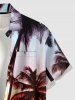 Plus Size Coconut Tree Ombre Print Buttons Pocket Hawaii Shirt For Men -  