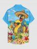 Parrot Duck Pineapple Fruit Juice Flowers Print Buttons Pocket Hawaii Shirt For Men -  