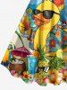 Parrot Duck Pineapple Fruit Juice Flowers Print Hawaii Tank Dress - Bleu Ciel 3X