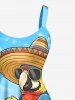 Parrot Duck Pineapple Fruit Juice Flowers Print Hawaii Tank Dress - Bleu Ciel 3X