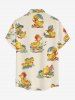Plus Size Cute Duck Print Hawaii Button Pocket Shirt For Men -  