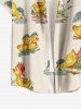 Plus Size Cute Duck Print Hawaii Button Pocket Shirt For Men -  