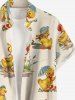 Plus Size Cute Duck Print Hawaii Button Pocket Shirt For Men -  