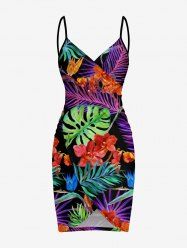 Tropical Leaf Flower Print Hawaii Convertible Beach Cover Up -  