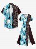 Tropical Leaf Flower Ethnic Print Plus Size Matching Hawaii Beach Outfit For Couples -  