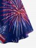 Plus Size Patriotic American Flag Fireflame Print Ruched Crisscross Strappy A Line Cami Dress -  