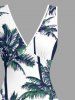 Coconut Tree Print Hawaii Ruffles Split Dress -  