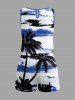 Coconut Tree Sea Print Hawaii Drawstring Pocket Romper -  