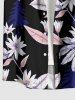 Men's Flower Leaf Print Hawaii Button Pocket Shirt -  