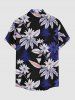 Men's Flower Leaf Print Hawaii Button Pocket Shirt -  