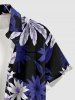Men's Flower Leaf Print Hawaii Button Pocket Shirt -  