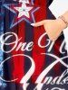 Patriotic American Flag Letter Print Split Pocket A Line Midi Dress - Bleu 6X