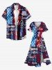 Patriotic American Flag Letter Print Split Pocket A Line Midi Dress - Bleu 6X